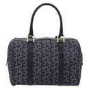 CELINE C Sulky Boston Bag Canvas Leer Navy Goud Auth yk14797-2