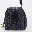 CELINE C Sulky Boston Bag Canvas Leer Navy Goud Auth yk14797-3