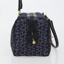 CELINE C Sulky Boston Bag Canvas Leer Navy Goud Auth yk14797-4