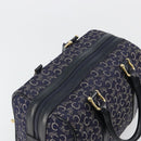 CELINE C Sulky Boston Bag Canvas Leer Navy Goud Auth yk14797-6
