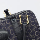 CELINE C Sulky Boston Bag Canvas Leer Navy Goud Auth yk14797-5
