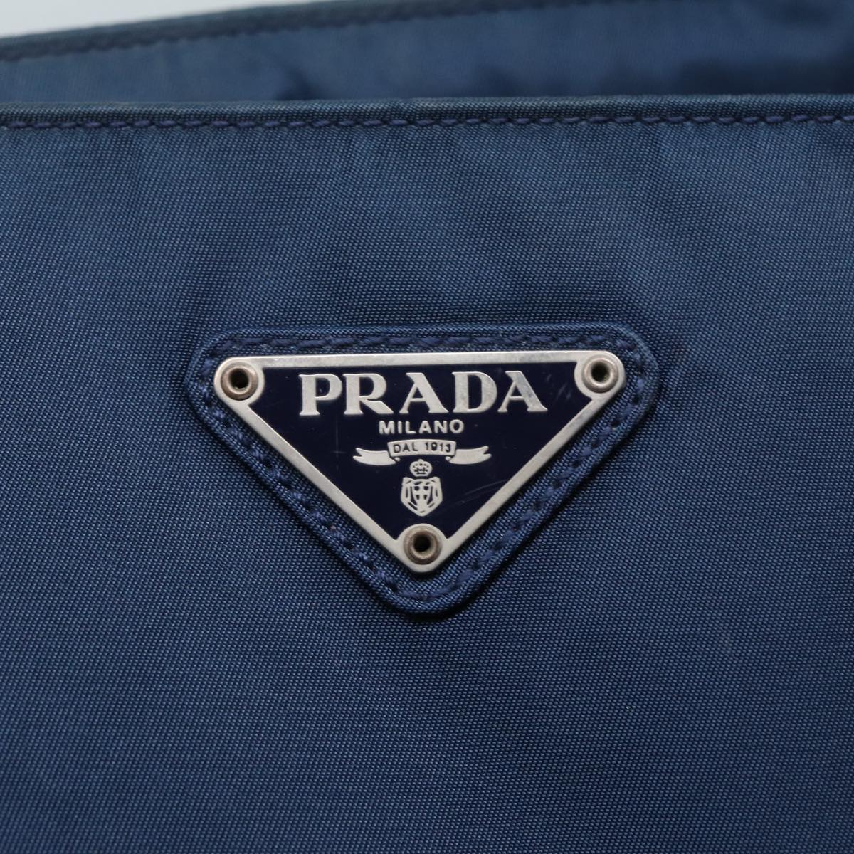 PRADA Hand Bag Nylon Navy Silver Auth yk14804