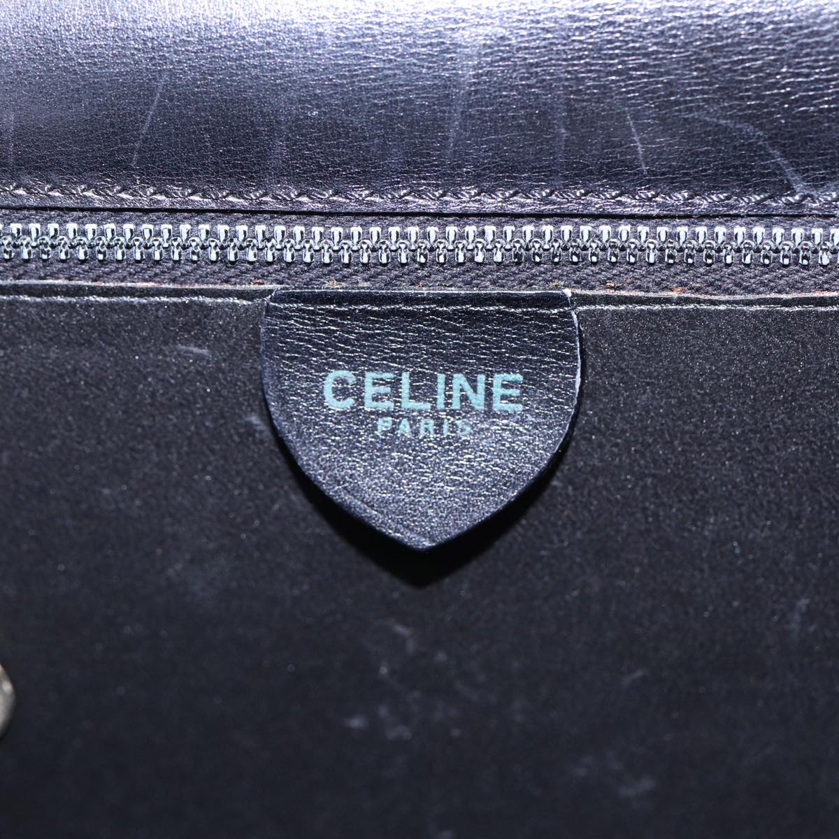 CELINE Hand Bag Leather Black Gold Auth yk14815