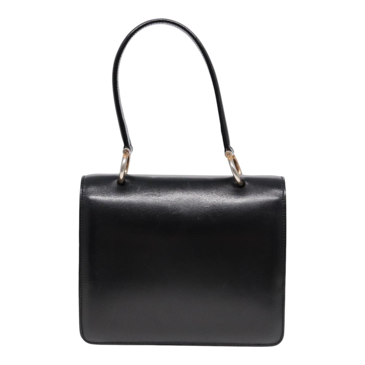 CELINE Hand Bag Leather Black Gold Auth yk14815 - 0