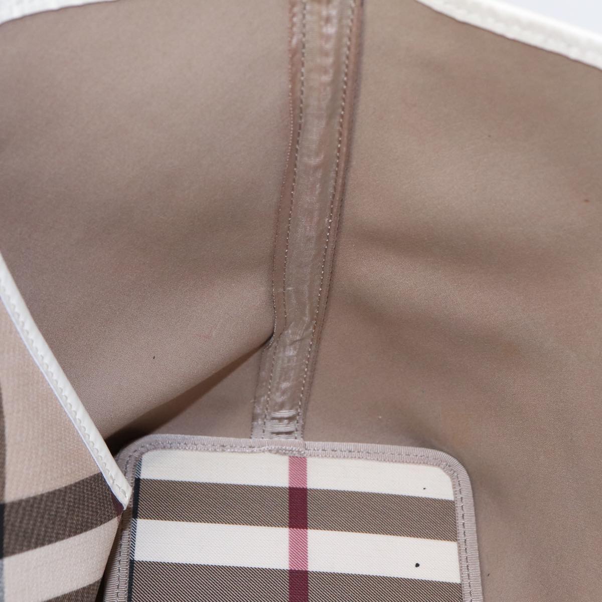 BURBERRY Nova Check Tote Bag PVC Beige Silver Auth yk14816