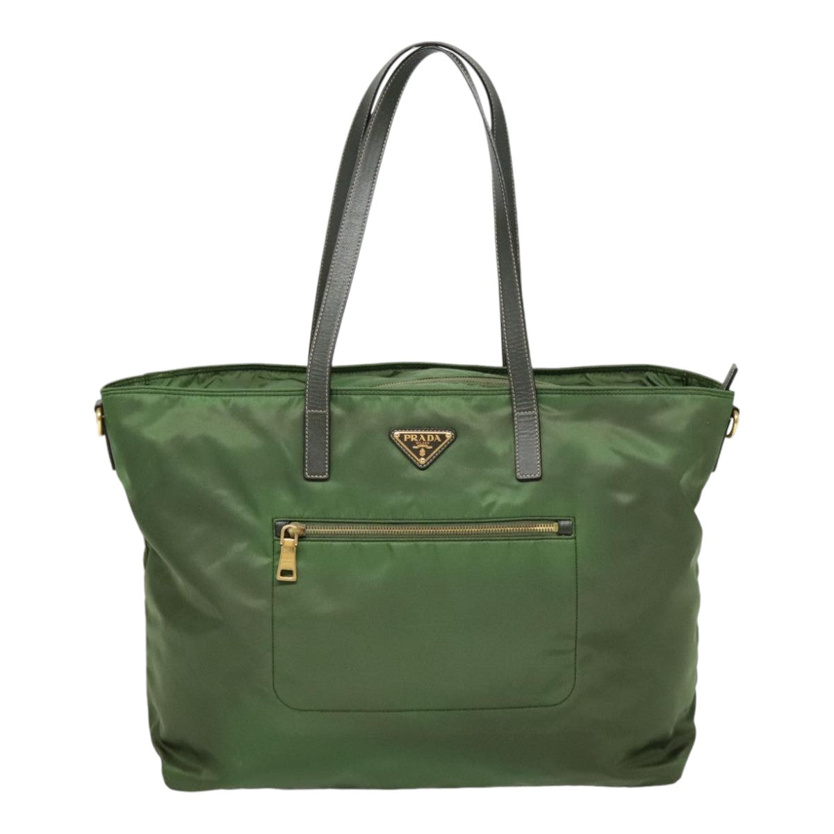 PRADA Tote Bag Nylon 2way Green Gold Auth yk14820 - 0