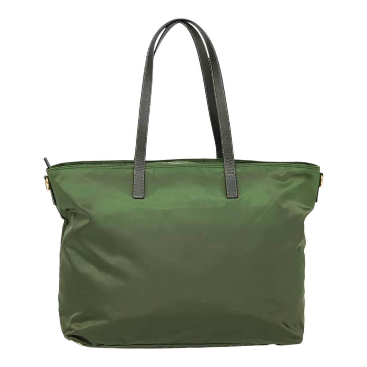 PRADA Tote Bag Nylon 2way Green Gold Auth yk14820