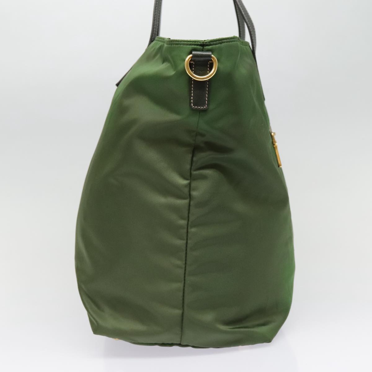 PRADA Tote Bag Nylon 2way Green Gold Auth yk14820