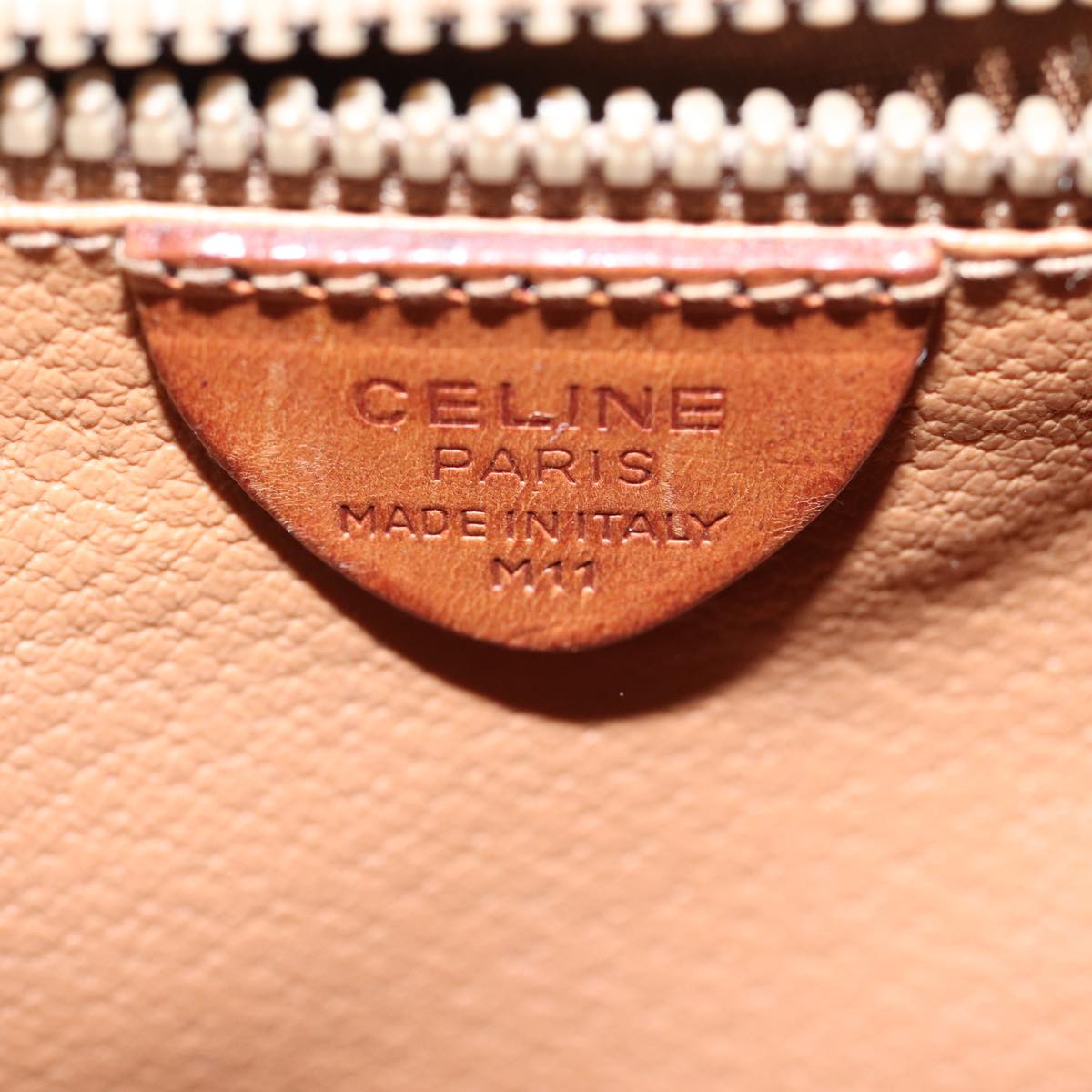 CELINE Macadam Canvas Shoulder Bag PVC Leather Brown Gold Auth yk14827