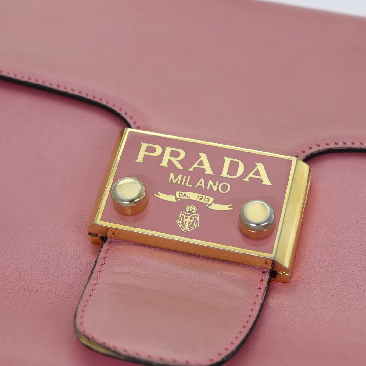 PRADA Shoulder Bag Lamb Skin Pink Gold Auth yk14828