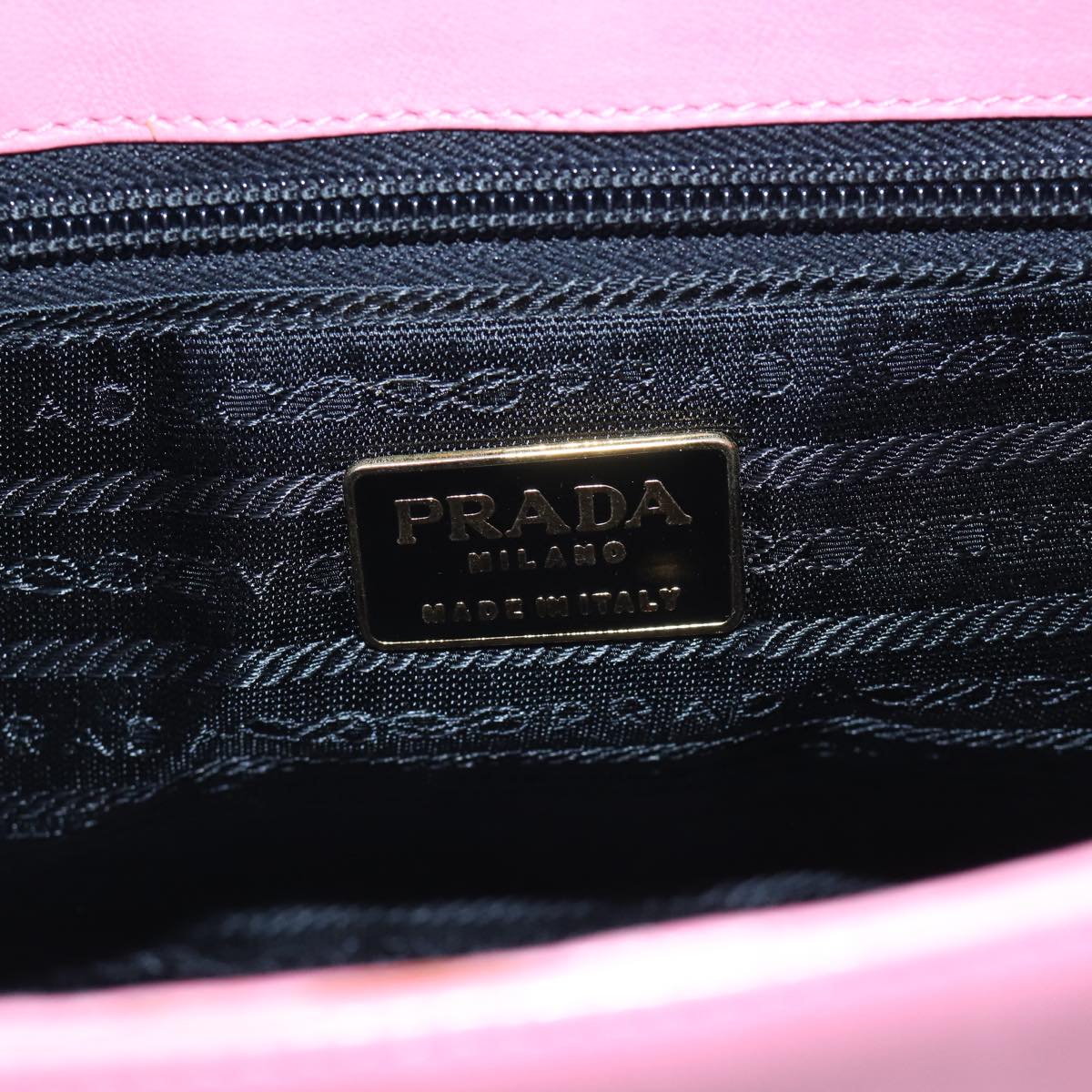 PRADA Shoulder Bag Lamb Skin Pink Gold Auth yk14828