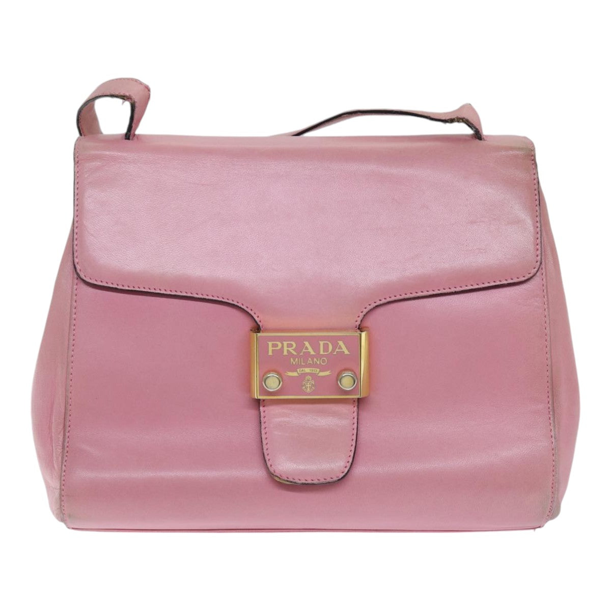 PRADA Shoulder Bag Lamb Skin Pink Gold Auth yk14828