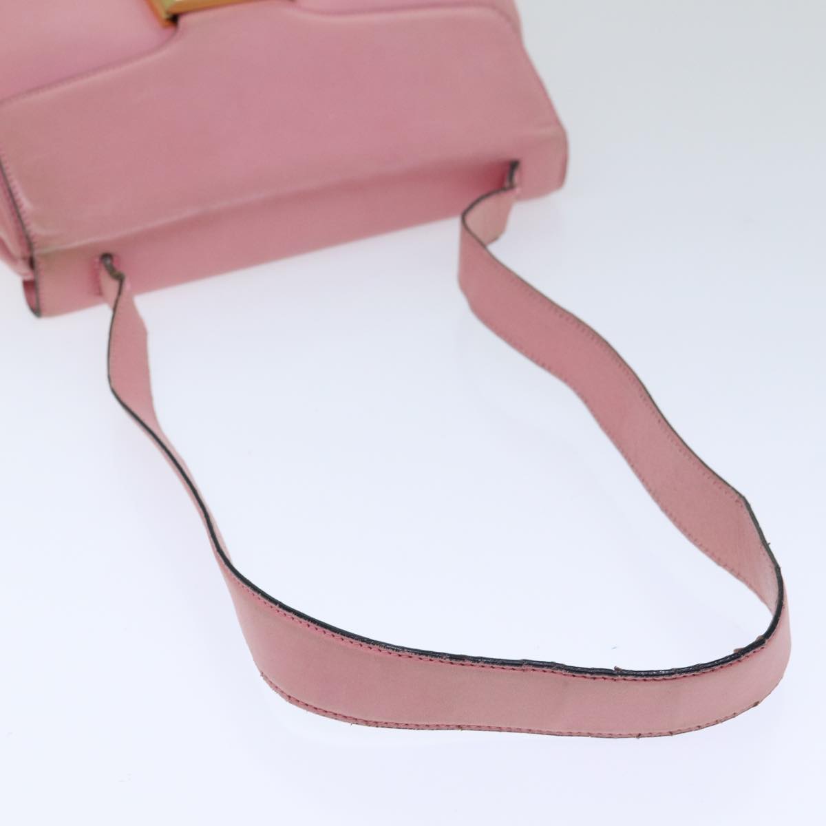 PRADA Shoulder Bag Lamb Skin Pink Gold Auth yk14828