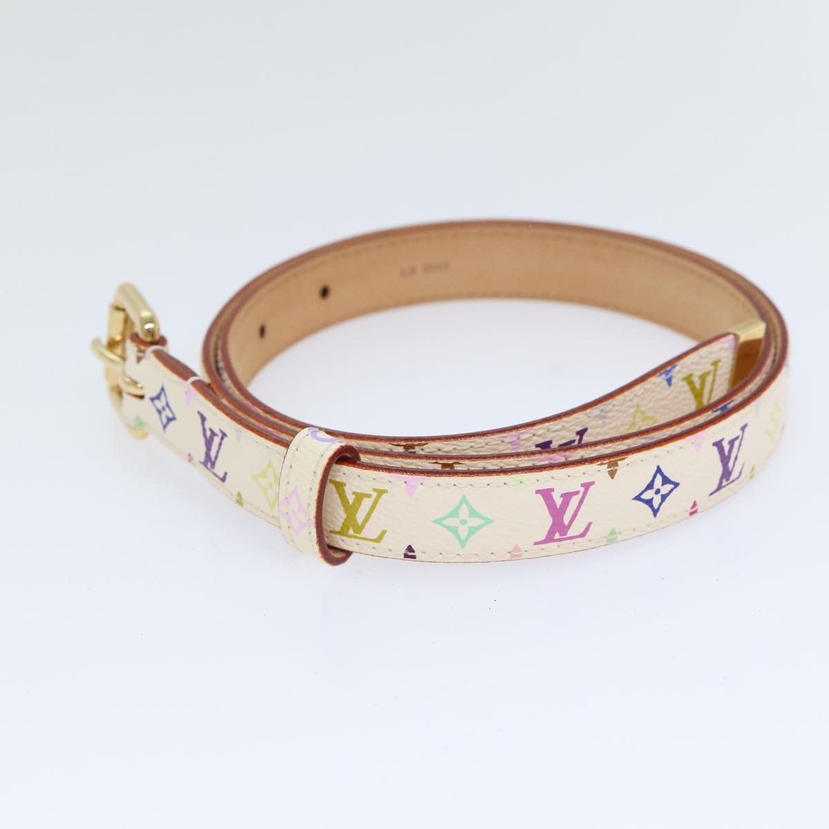 LOUIS VUITTON Monogram Multicolor Ceinture Carre Belt White M9272W Auth yk14842