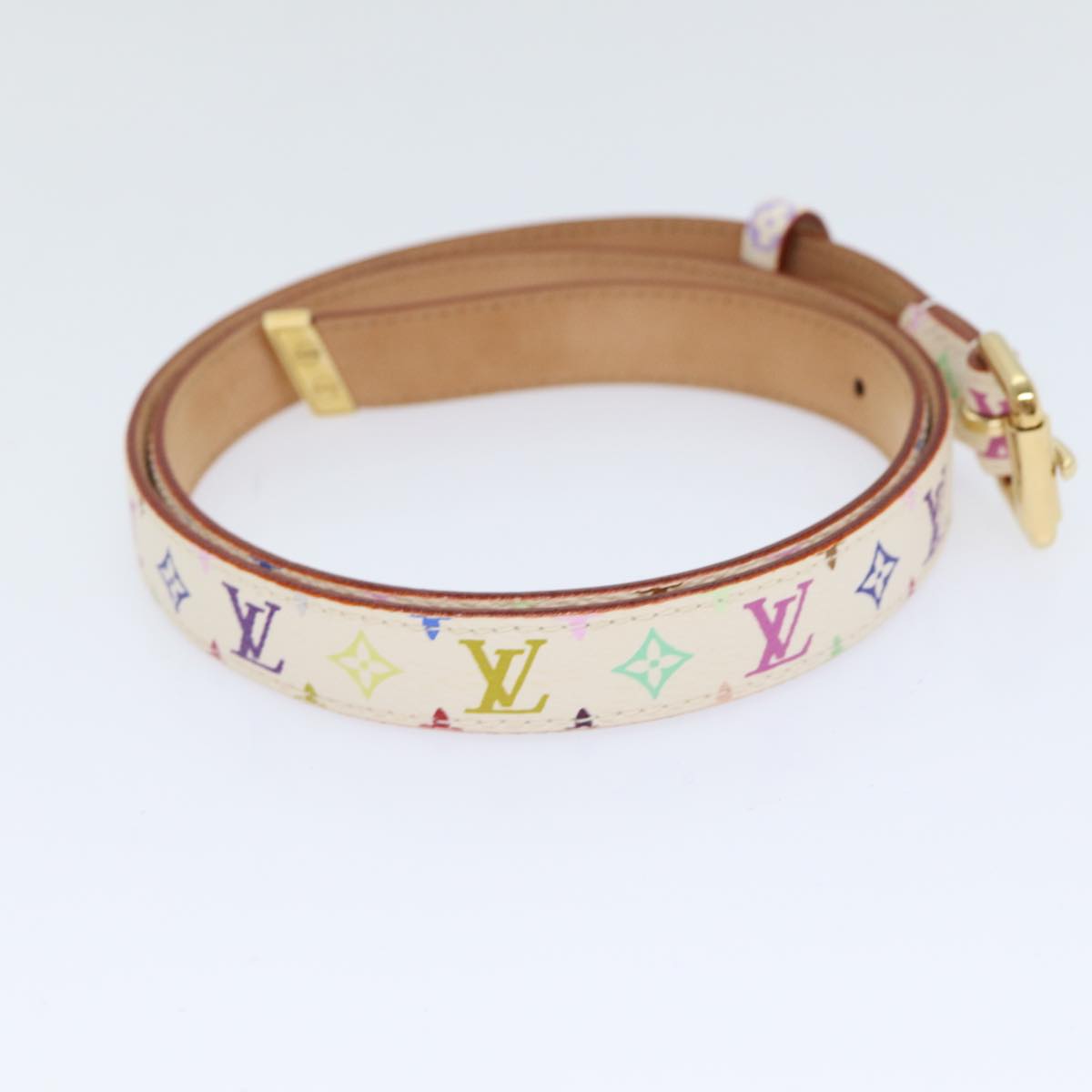 LOUIS VUITTON Monogram Multicolor Ceinture Carre Belt White M9272W Auth yk14842