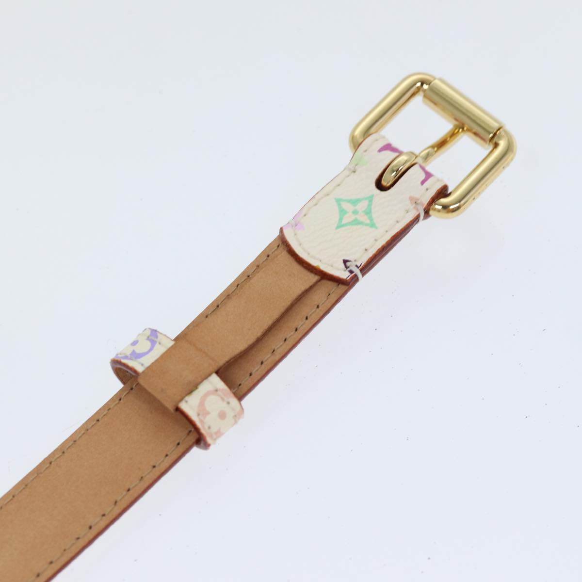 LOUIS VUITTON Monogram Multicolor Ceinture Carre Belt White M9272W Auth yk14842