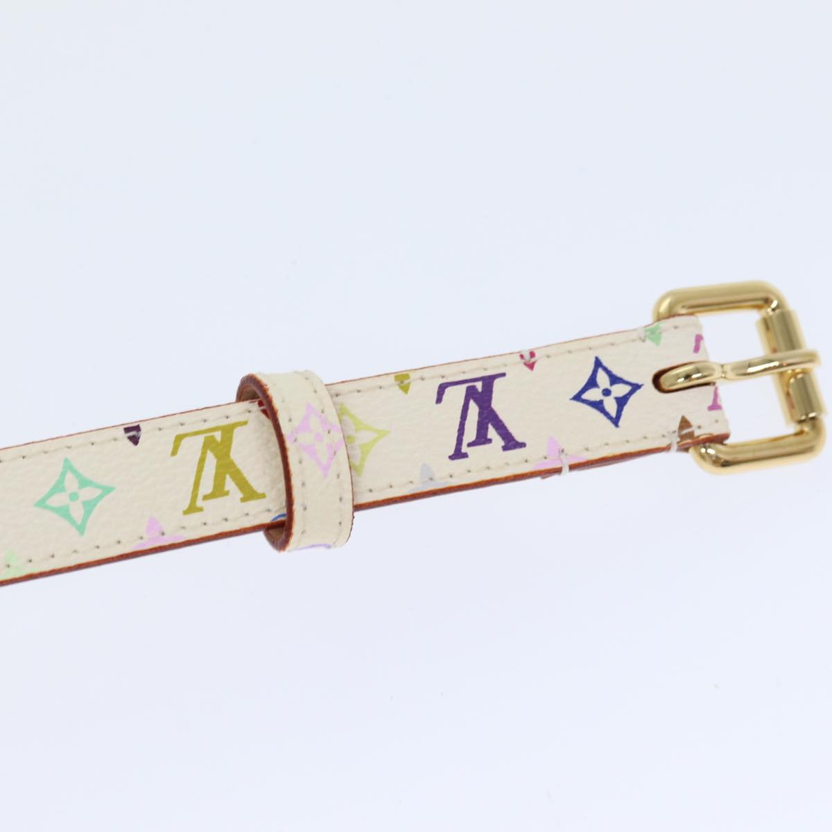 LOUIS VUITTON Monogram Multicolor Ceinture Carre Belt White M9272W Auth yk14842