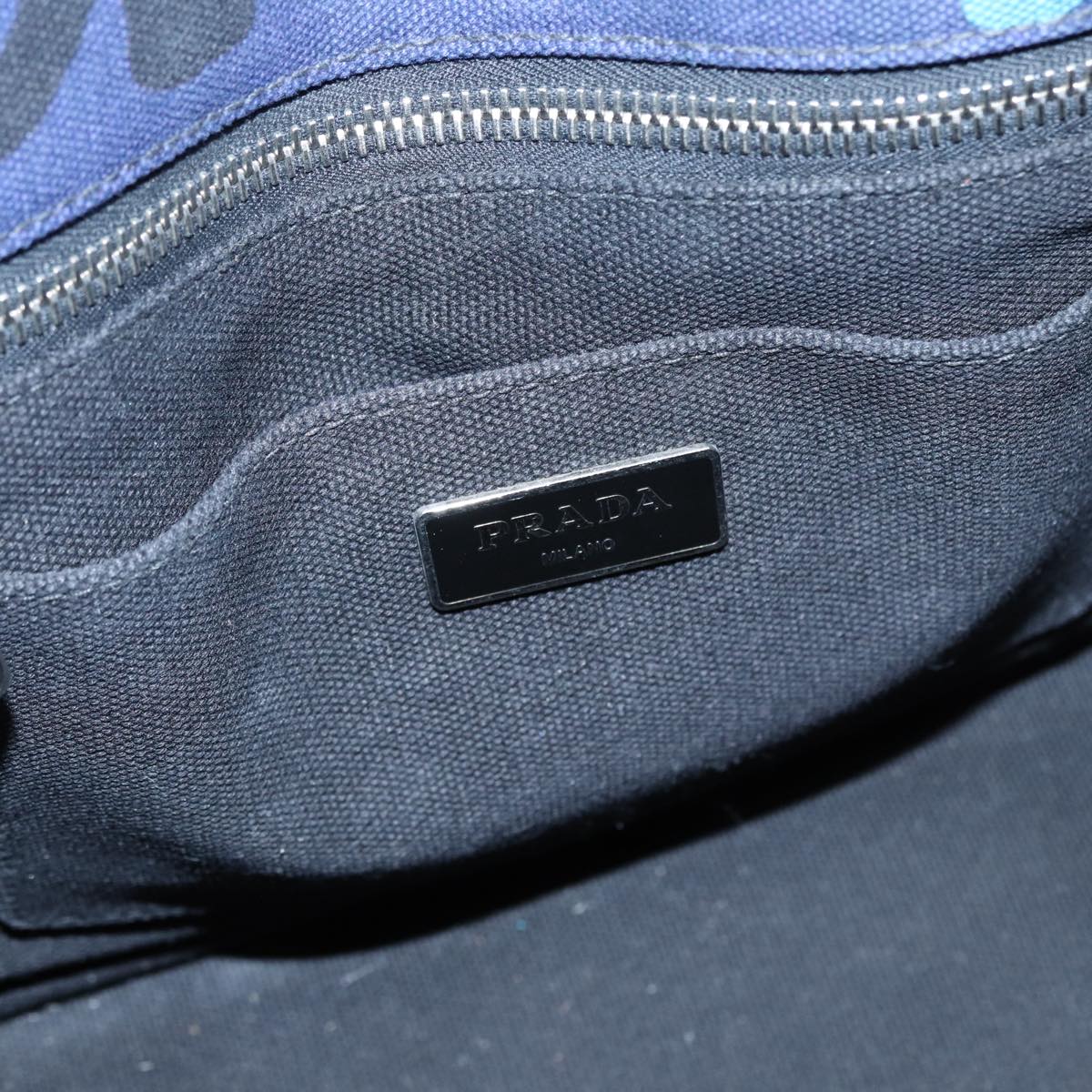 PRADA Camouflage Canapa MM Hand Bag Canvas 2way Blue Silver Auth yk14844