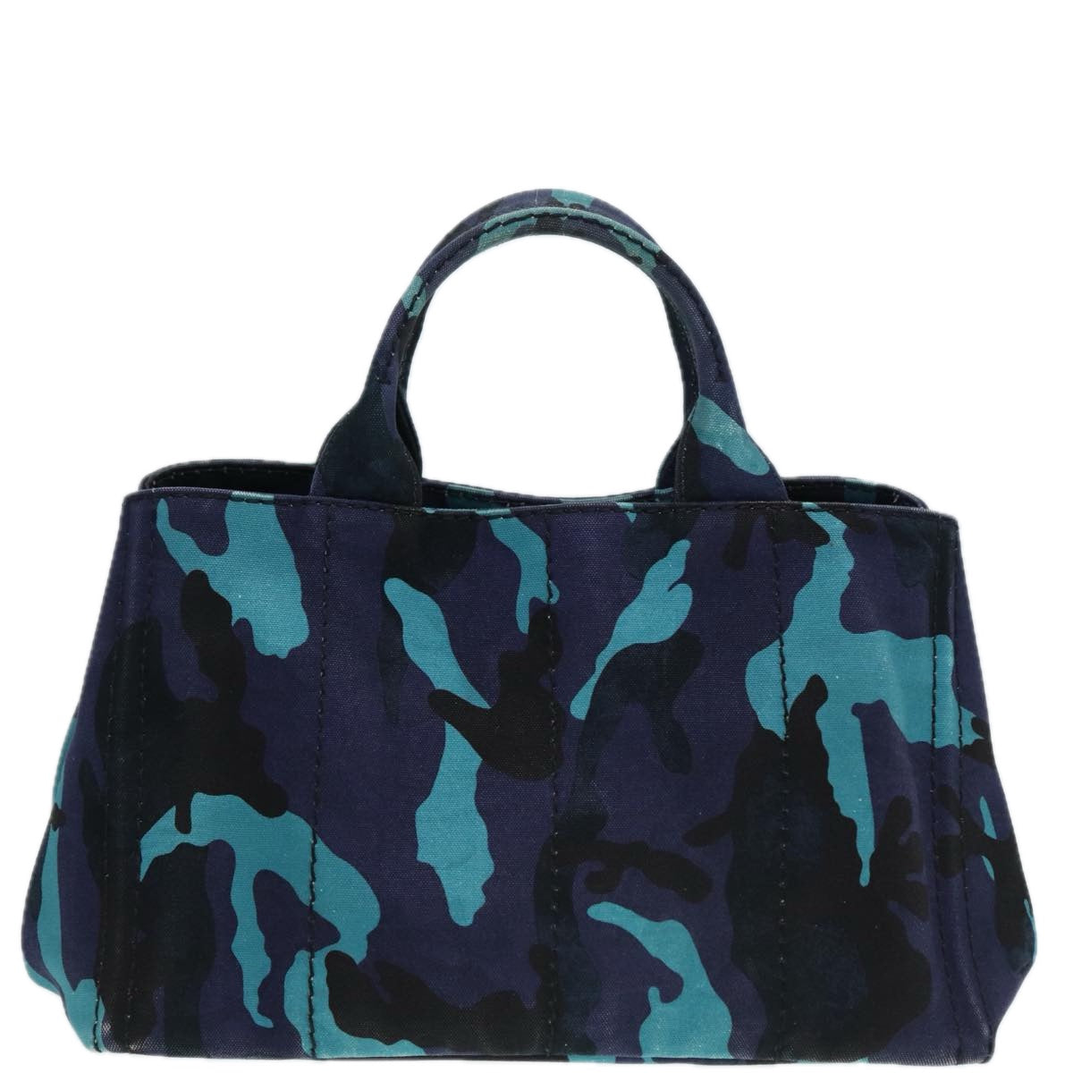 PRADA Camouflage Canapa MM Hand Bag Canvas 2way Blue Silver Auth yk14844 - 0