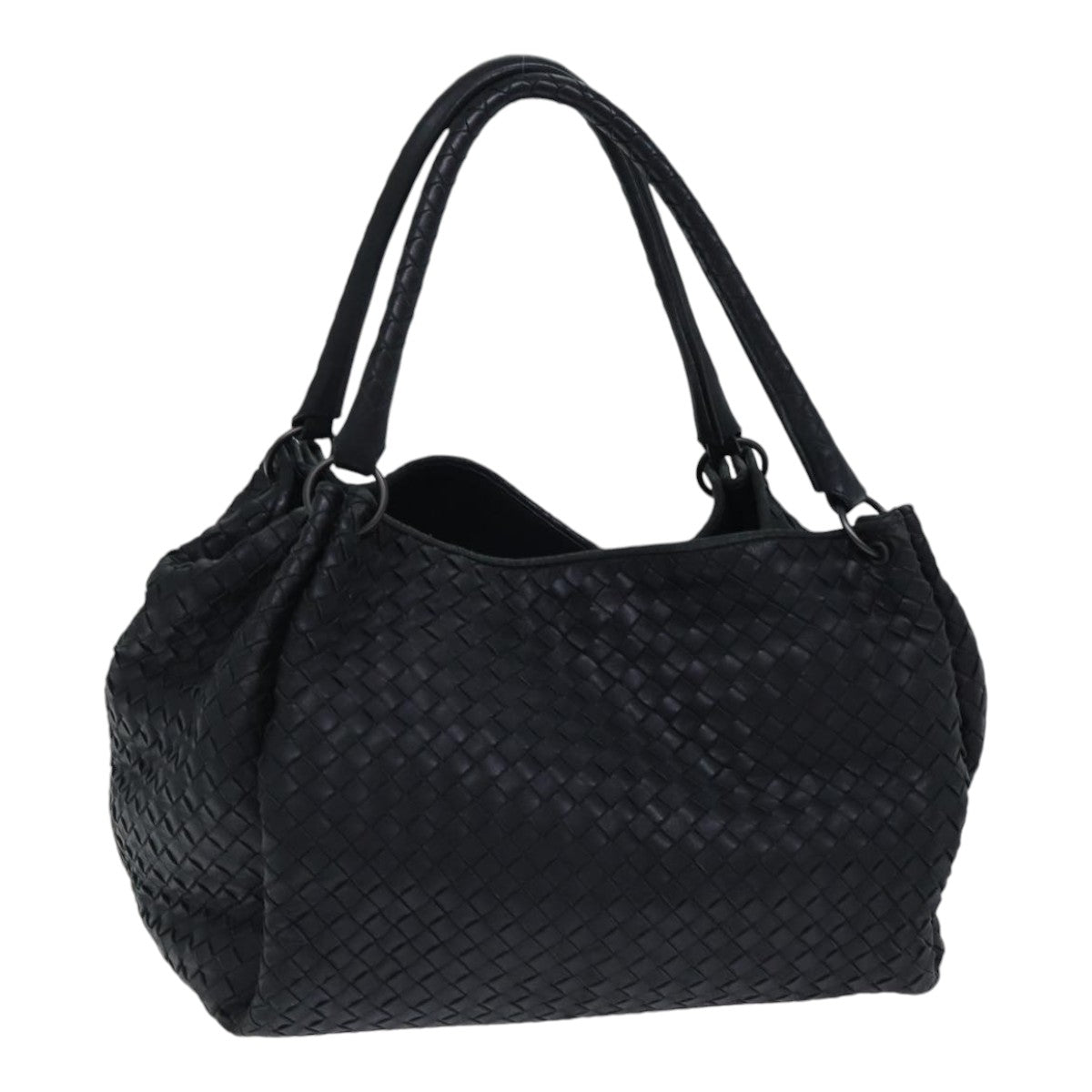 BOTTEGA VENETA INTRECCIATO Parachute Hand Bag Leather Black 222322 Auth yk14852