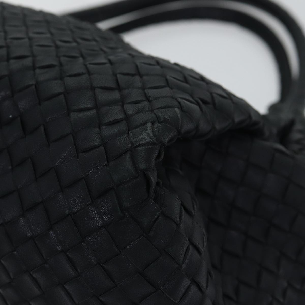 BOTTEGA VENETA INTRECCIATO Parachute Hand Bag Leather Black 222322 Auth yk14852