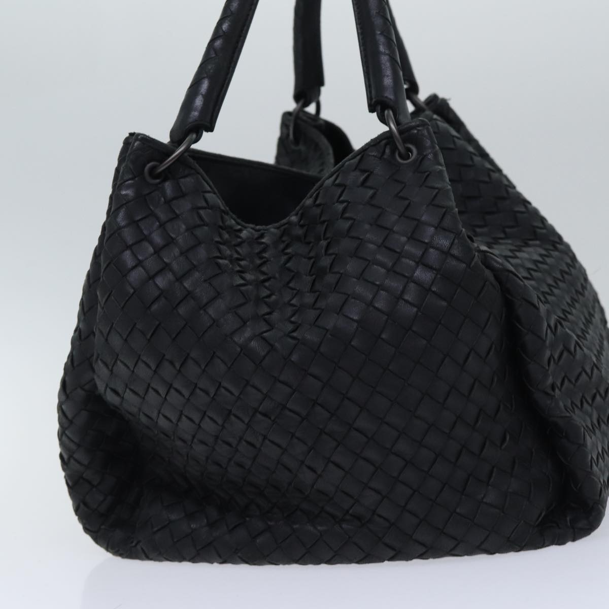 BOTTEGA VENETA INTRECCIATO Parachute Hand Bag Leather Black 222322 Auth yk14852