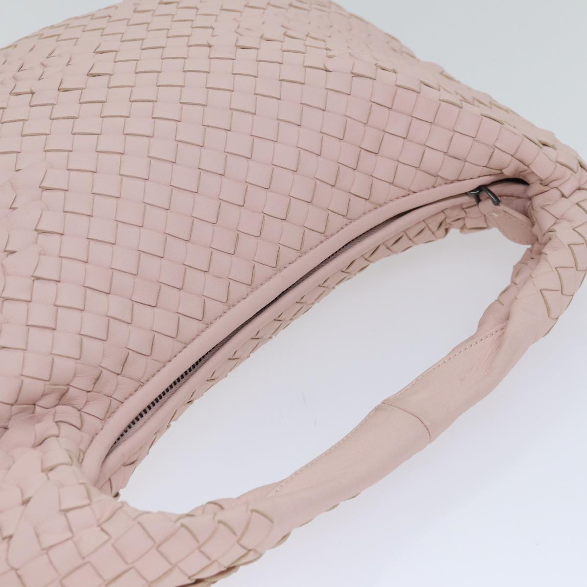 BOTTEGA VENETA INTRECCIATO Hobo Shoulder Bag Leather Pink Auth yk14854A