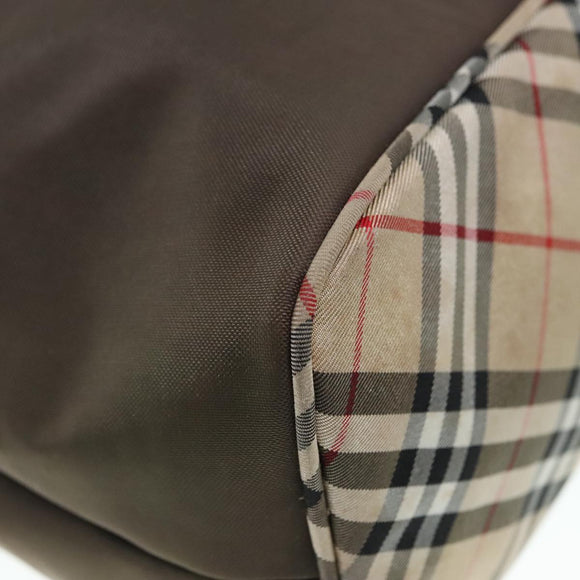BURBERRY Nova Check Blue Label Shoulder Bag Nylon Beige Silver Auth yk14865