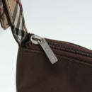 BURBERRY Nova Check Blue Label Shoulder Bag Nylon Beige Silver Auth yk14865-15