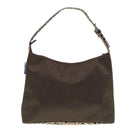 BURBERRY Nova Check Blue Label Shoulder Bag Nylon Beige Silver Auth yk14865-3