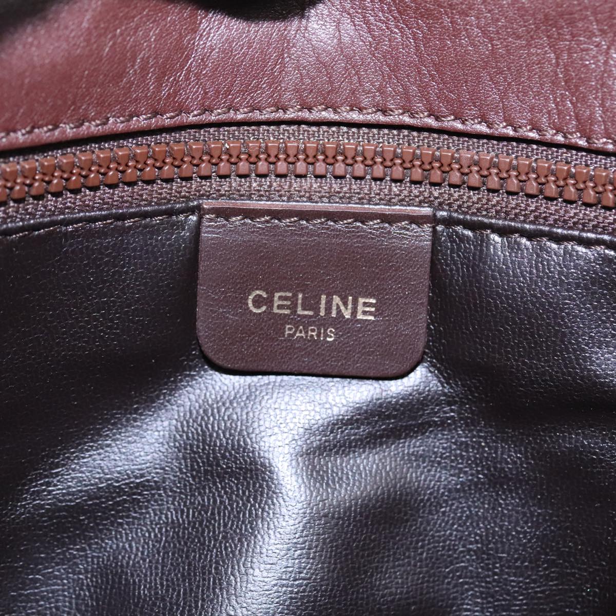 CELINE Shoulder Bag Leather Brown Gold Auth yk14871