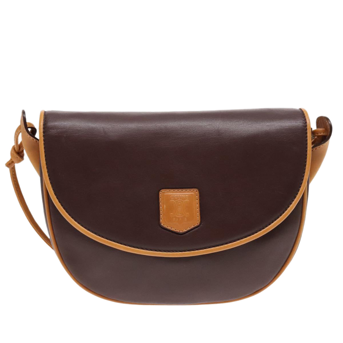 CELINE Shoulder Bag Leather Brown Gold Auth yk14871 - 0