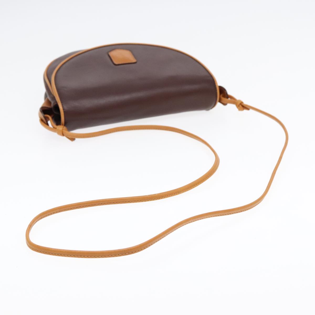 CELINE Shoulder Bag Leather Brown Gold Auth yk14871