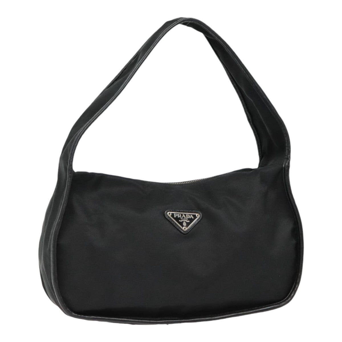 PRADA Hand Bag Nylon Black Silver Auth yk14872