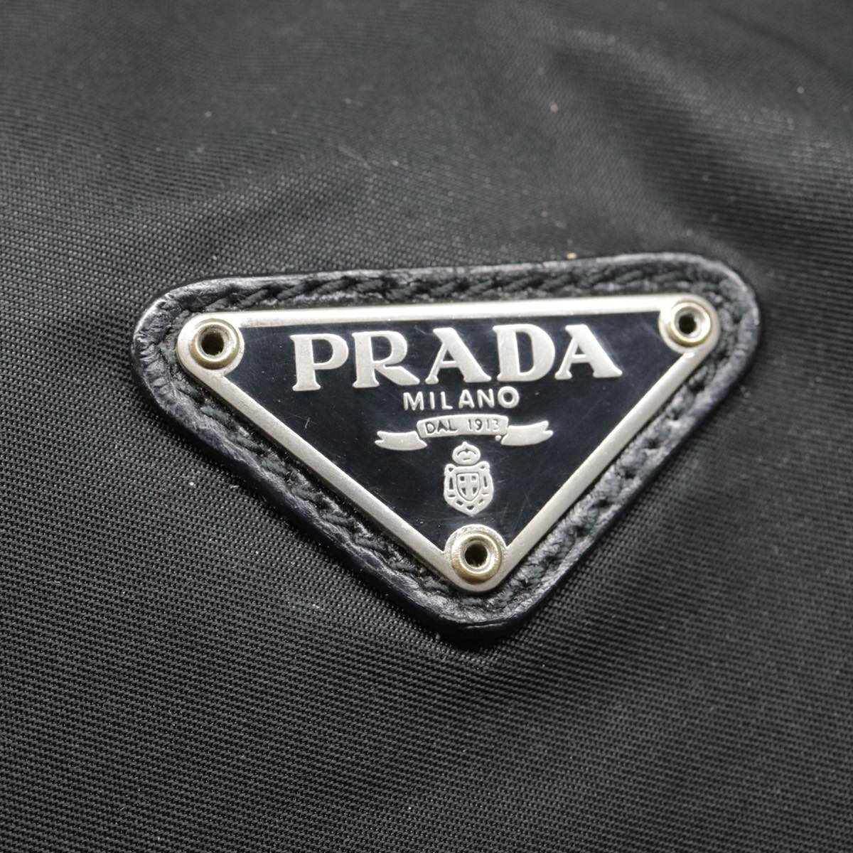 PRADA Hand Bag Nylon Black Silver Auth yk14872