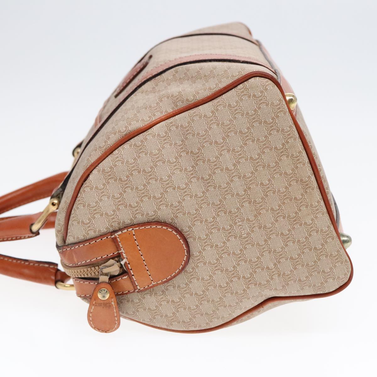 CELINE Macadam Canvas Boston Bag Beige Gold Auth yk14875