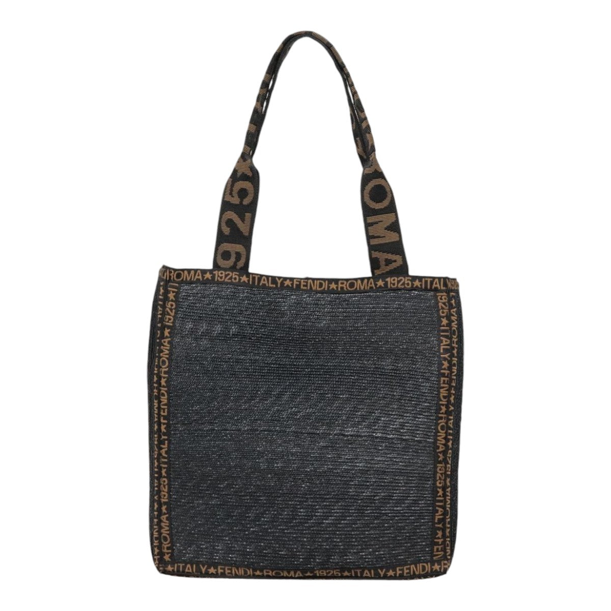 FENDI Tote Bag Straw Black Gold Auth yk14912 - 0