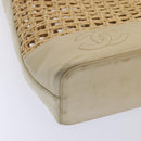 CHANEL COCO Mark Chain Tote Bag Straw Leather Beige Gold CC Auth yk14915-14