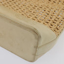 CHANEL COCO Mark Chain Tote Bag Straw Leather Beige Gold CC Auth yk14915-15