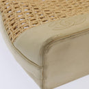 CHANEL COCO Mark Chain Tote Bag Straw Leather Beige Gold CC Auth yk14915-16