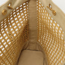 CHANEL COCO Mark Chain Tote Bag Straw Leather Beige Gold CC Auth yk14915-17