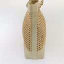 CHANEL COCO Mark Chain Tote Bag Straw Leather Beige Gold CC Auth yk14915-4