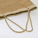 CHANEL COCO Mark Chain Tote Bag Straw Leather Beige Gold CC Auth yk14915-7