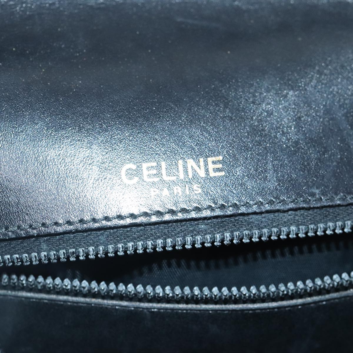 CELINE Hand Bag Leather Black Gold Auth yk14922