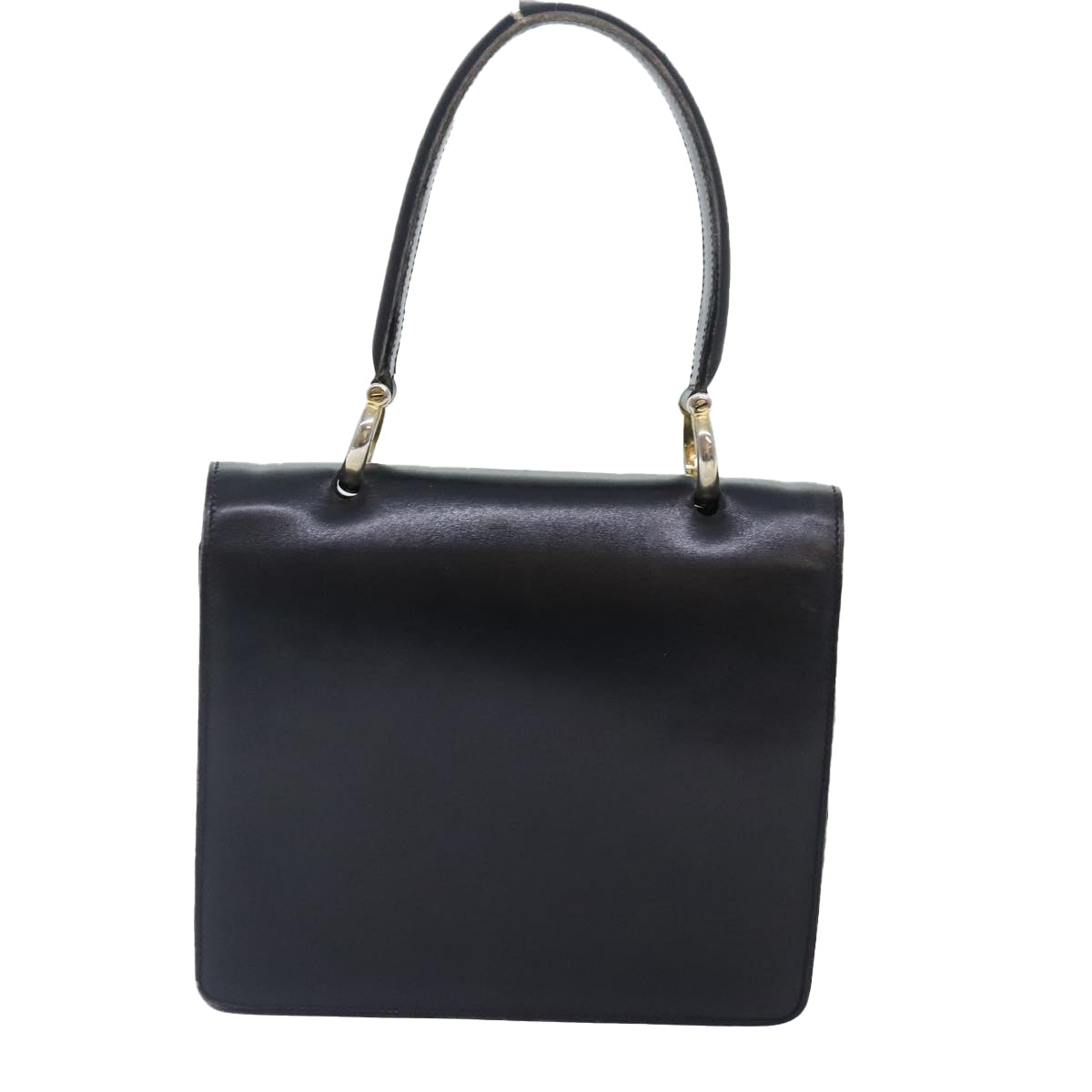 CELINE Hand Bag Leather Black Gold Auth yk14922 - 0