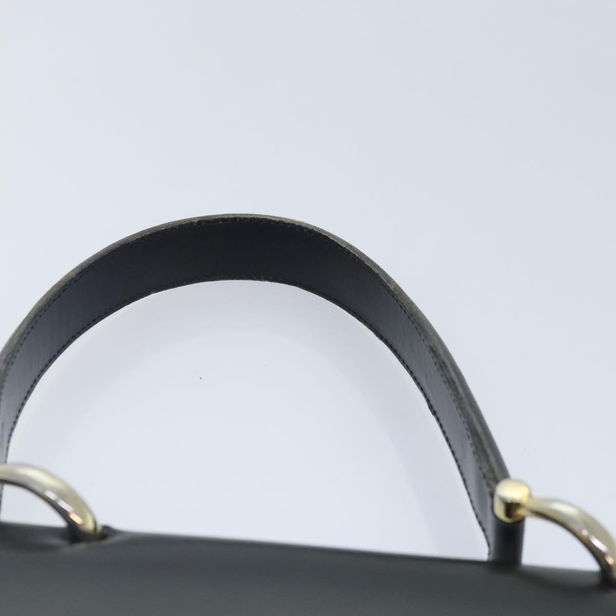 CELINE Hand Bag Leather Black Gold Auth yk14922