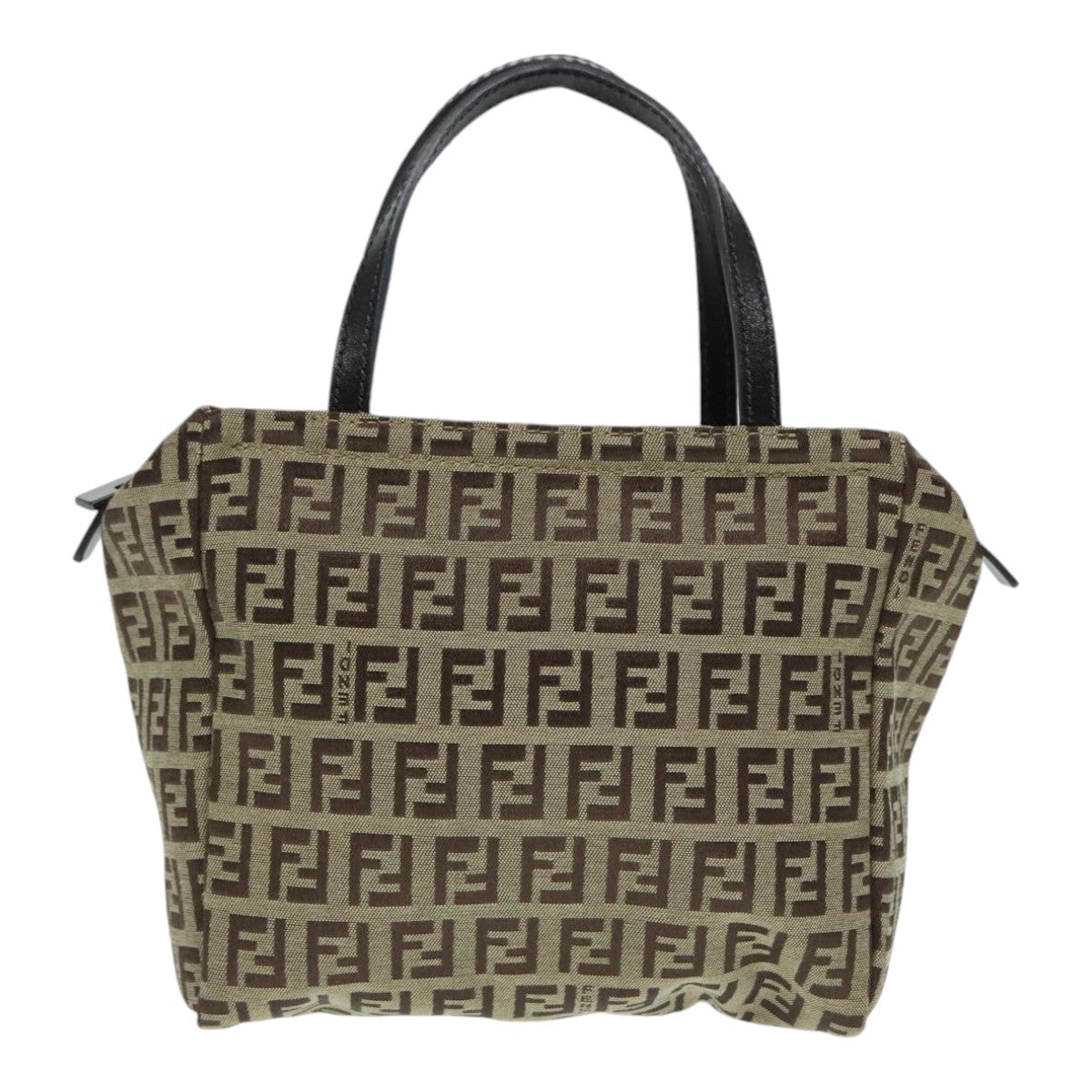 FENDI Zucchino Canvas Hand Bag Beige Auth yk14935