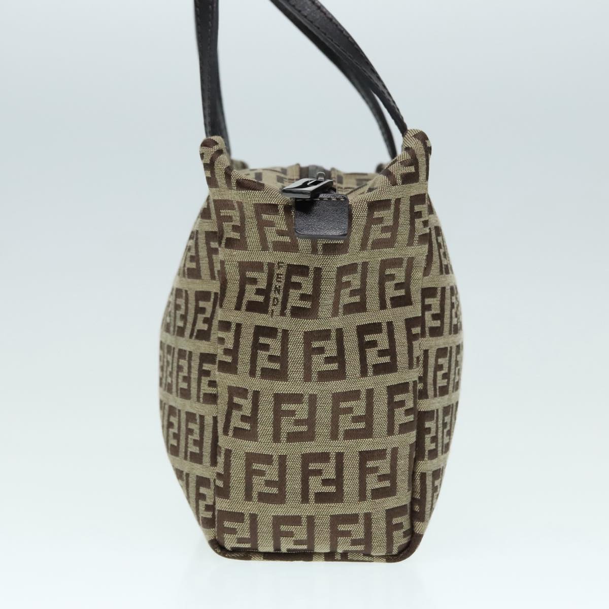 FENDI Zucchino Canvas Hand Bag Beige Auth yk14935