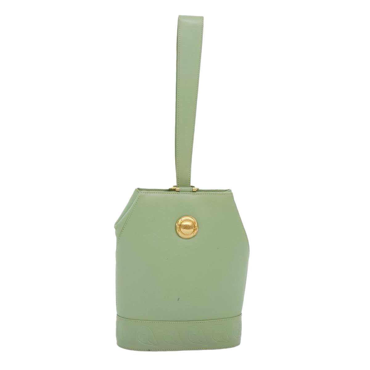 Chloe Hand Bag Leather Green Gold Auth yk14937