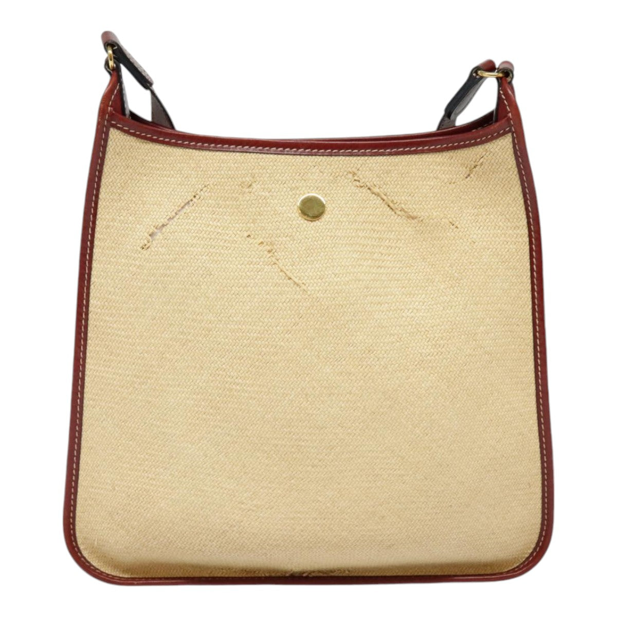 HERMES Vespa PM Shoulder Bag Straw Beige Gold Auth yk14938